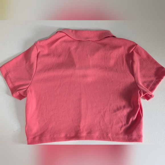 Jordan Nike New Women's Ribbed Cropped Polo Shirt Size L Color Pink Crop Top - Picture 6 of 11